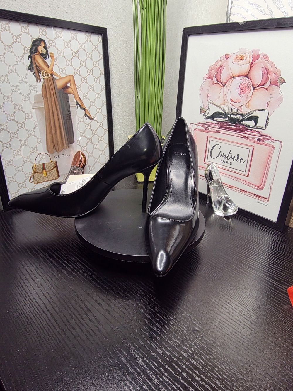 Mango Black Patent Pointed-Toe Stiletto Pumps